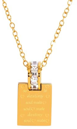 Damen Quadratische Halskette mit Anhänger - Gold hypoallergener Edelstahl mit kubischem, modernem personalisiertem Schmuck