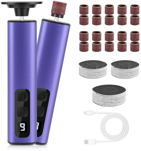 Feelhap Elektrischer Hornhautentferner, 5 in 1 Hornhautentferner Elektrisch hornhautentferner mit 9 Einstellbare Geschwindigkeit,elektrisch Hornhauthobel,Kabelloser Maniküre-Set für Fuß & Handpflege