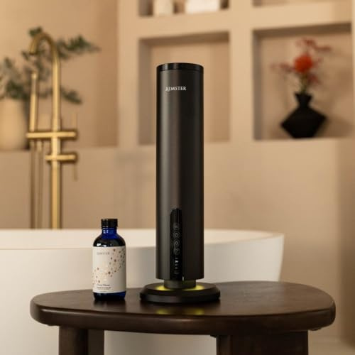 Aemster - Premium Aroma Diffuser kabellos - Haevn Charge Black - Raumduft Elektrisch - Bluetooth Diffuser ohne Wasser - App-gesteuert - Kaltluft-Technologie - 10m²-150m² Abdeckung - Duftgenuss