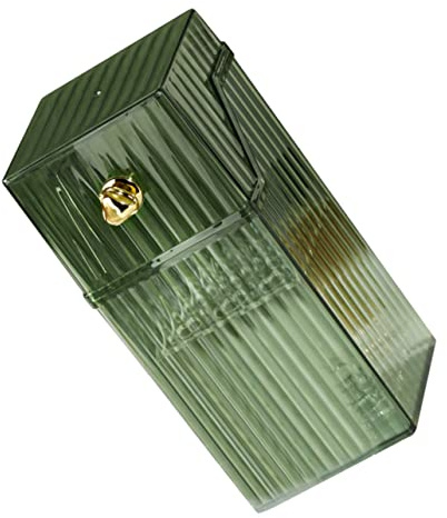 HAMPPLIES Makeup Brush Organizer and Holder Lid Acrylic Desktop Storage Container for Makeup Brushes and Cosmetics Suitable for Vanity and Bathroom Use Stylish Green