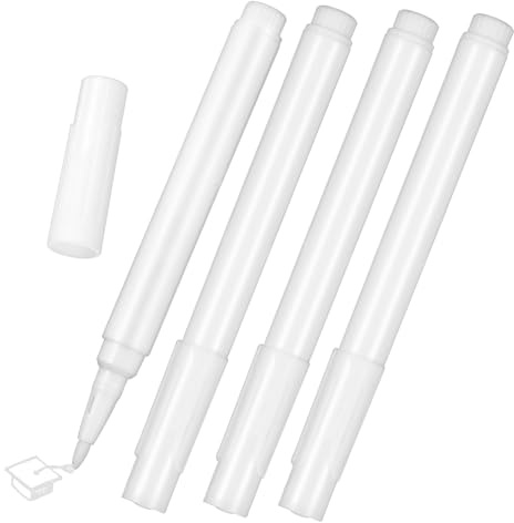 Housoutil 4 Pcs White Liquid Chalk Markers Dry Erase Pens for Glass Windows Blackboard Mirrors Non Porous Surfaces Easy Erase Smooth Grip Suitable for Schools Crafts Advertising