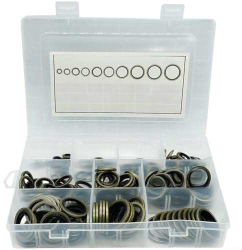 170Pc Oil Seal Washer Kit M6 Metal Sealing Washers Rubber Bonded for Automotive Electrical Bearing Pump High Pressure Fuel Systems