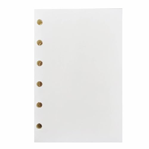 A7 Blanko 60 Stück Ersatzpapierkern mit 6 Löchern, PVC-6-Loch-Organizer, nachfüllbares Design, wasser- und staubdicht, für Schüler und Meeting-Notizbuchordner