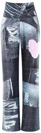 WINSHAPE Damen Trainingshose Functional Comfort Wide Leg Pants Cul105c “high Waist” im Jeans Print