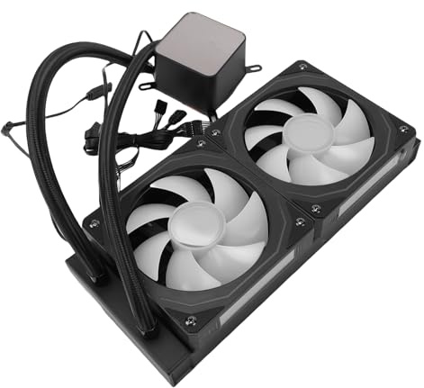 YUEHISY ARGB AIO-Flüssigkeits-CPU-Kühler, Atemberaubende Grafik mit 2,2-Zoll-LCD-Bildschirm und 240-mm-Kühler, Wasserkühlung für AM4 AM5-Mehrfachsockel (BLACK)