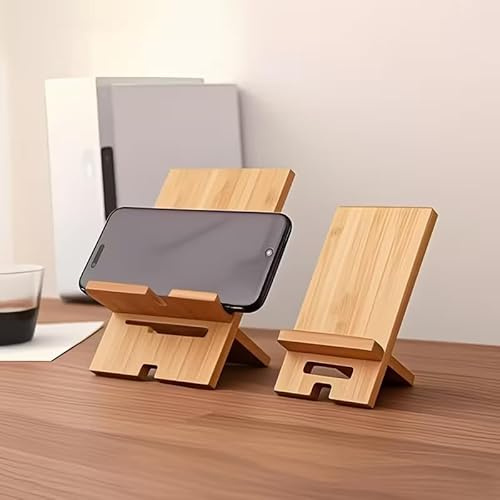 Générique Support de Téléphone en Bois de Bambou, Portable, Réglable, 14cm x 7.8cm, pour Smartphone et Tablette