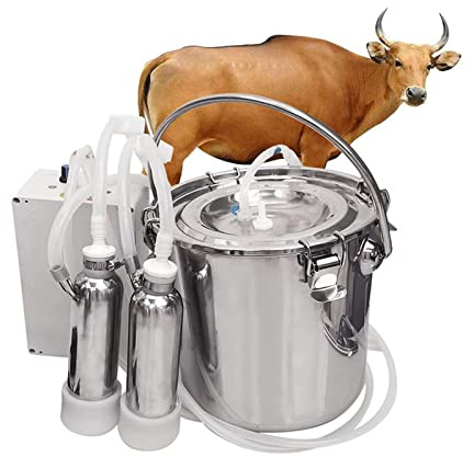 PEIKVOUL Tragbare Elektrische Melkmaschine mit Pulsationssystem 3L/5L/10L Akku Melkmaschine für Ziegen & Kühe Automatische Melkpumpe Melkzubehör für Kleinbauernhöfe