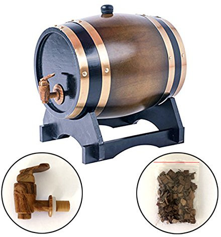 5 Liter Whiskey-Fassspender, Holz, Eiche, Weinfass, Dekanter zum Servieren, Tisch, Akzent, Aufbewahrung von Spirituosen, Likören, Whiskey (braun)