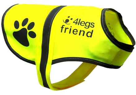 4LegsFriend Hunde Sicherheitsweste mit Leinenbefestigungsring 5 Größen - Hohe Sichtbarkeit für Outdoor Aktivitäten Tag und Nacht, Hält den Hund Sichtbar, Sicher vor Autos und Jagtunfällen (S)