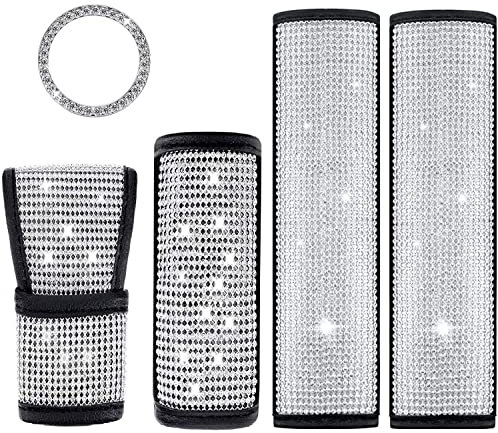 Bling Bling Auto Abdeckung für Ganghebel, glänzend, Kristalloptik, Schaltknauf-Schutz, Dekor-Zubehör für Frauen 5Stück/Satz