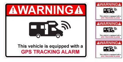 Alarme camping car logo 1 lot de 4 autocollant adhésif sticker - Taille : 8 cm