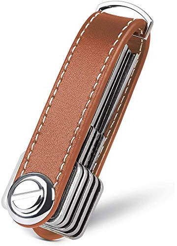 flintronic Key Organizer | Schlüsselanhänger Echtes Leder | Pocket Smart Key Holder mit Stilvoller,Funktionaler und Praktischer Geschenkbox (für 7-9 Mehrfachschlüssel)-Braun