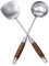 TsunNee Küchenhelfer-Set aus Edelstahl, Wok-Spatel und Suppenkelle, Set mit langem hitzebeständigem Holzgriff (35 x 9 cm, Silber)