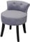 Qivange Velvet Vanity Dressing Table Stool Low Back Makeup Vanity Stool Chair Bedroom Chair Stool Wood Legs (Grey, 51 * 48 * 60)