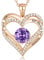CDE Forever Love Coeur Collier 925 En Argent Sterling Plaqué Or Rose Pierre de Naissance février Pendentif Colliers pour Femmes avec 5A Zircon Cubique Bijoux Cadeau Saint Valentin(Rose Gold-Feb.)