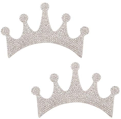 SUPERFINDINGS 2 Stücke Kristall Prinzessin Krone Auto Aufkleber Bling Krone Auto Emblem Glas Strass Krone Aufkleber Wasserdicht Für Autos Stoßstange Fenster Laptops, 65x100 mm