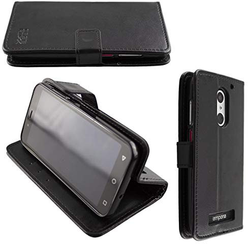 caseroxx Bookstyle Handytasche für Emporia Smart 4 in schwarz – Klapphülle mit Kreditkartenfächern, Magnetverschluss, Standfunktion & Rundumschutz für Display und Gehäuse