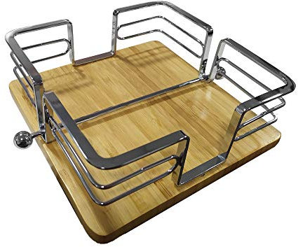 EUROXANTY Servilletero Cuadrado | Soporte Servilletas | Porta Servilletas | 19 x 19 cm | Bambú y Metal