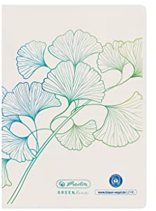 Herlitz 50033584 Heft A6, 32 Blatt liniert, Motiv: GREENline Ginkgo, 1 Stück