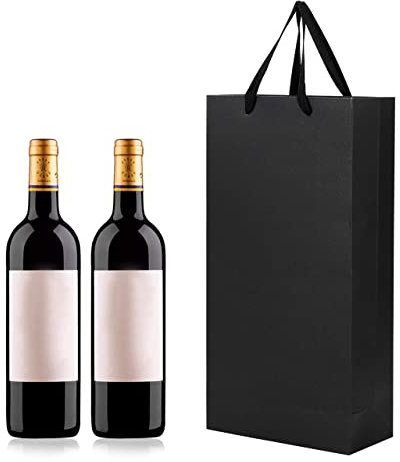 ITODA 10PCS Wine Gift Bags Double Bottles Gift Bags Reusable Sturdy Wine Tote Bag Champagne Bag with Handle for Birthday, Christmas, Wedding, Party, Shopping, Retail Merchandise,Housewarming