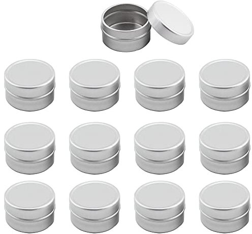 ZEOABSY 12 Stück 5ml Silber Leere Aluminiumdose Aluminium Runde Dosen Aludose mit Stülpdeckel Blechdosen Cremedosen für DIY Salben Kerze Kosmetik Rasierseife