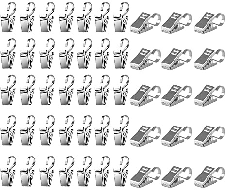 HUAZIZ 100 pcs Clips de Cortina Metal con Ganchos, Pinzas Cortinas con Gancho,Clips Cortinas de Acero Lnoxidable para Colgar Cortinas de Ventana/Ducha,Fotos, Decoración del Hogar