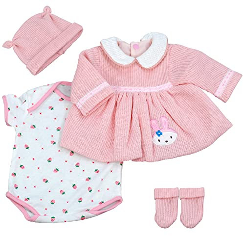 Bibi Doll - 20 Reborn Doll Clothes Suitable for 20 Baby Doll Boy Girl Dress Outfit Christmas Birthday Gift (Peach Bunny Girl Outfit)