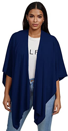 Glamexx24 Damen Poncho Schal Cashmere Feeling Strick Cape Frauen Poncho Cardigan XXL Umhängetuch für Frühling und Herbst Made in Italy