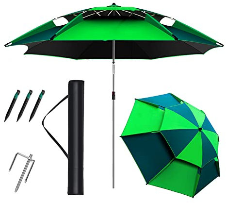 Sombrilla para Playa, Sombrilla Jardin Exterior, Verde, Verde Oscuro, Protector Solar, Rotación De 360 °, para Patio, Jardin, Piscina Y Playa, Sombrilla De Pesca (Color : Green, Size : 2.2M)