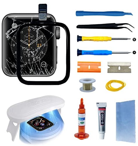 Front Glass Lens Digitizer Replacement Compatible with Apple Watch Series 4 (40mm) LED Touch Digitizer Repair Kit with Tools and Instructions (No LCD Screen)
