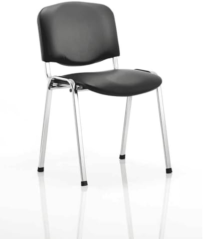 OPO ISO Stacking Chair Robust Frame Curved Backrest | Stackable up to 12 High Padded Seat Great Conference/Meeting Chair Black Vinyl Black Vinyl Chrome
