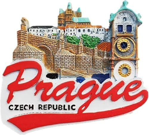 Kühlschrankmagnet, Kühlschrankdekorationen, 3D Prag Tschechische Republik Kühlschrankmagnet Reise-Souvenir Geschenk Kühlschrank Magnetischer Aufkleber Handgemaltes Handwerk (Color : Prague Czech Repub