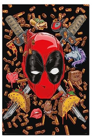Grupo Erik Poster Marvel Deadpool - Bullets and Chimichangas Wanddeko 61 x 91,5 cm