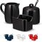 Kook Sugar and Creamer Set, 3 Piece, Pitcher, Sugar Bowl with Lid and Spoon, Sweetener Holder (Black)