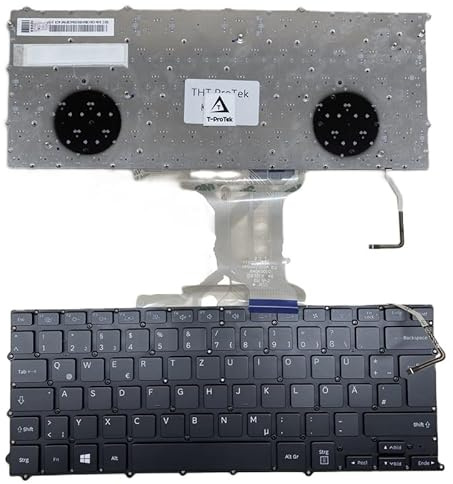 T-ProTek DEUTSCHE - Tastatur Keyboard Schwarz mit Rahmen, Beleuchtung kompatibel für Samsung NP900X3E