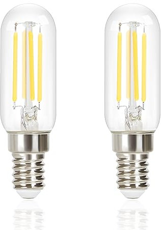 GBLY 2er pack E14 LED Kaltweiß Glühbirnen Vintage - T25 LED Leuchtmittel Lampe 6000K Birnen 4W Energiesparlampe Light Bulbs Edison Glühlampen Filament Dunstabzugshaube Glas 360° Abstrahlwinkel