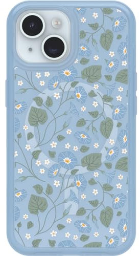 OtterBox iPhone 15, 14, 13 Symmetry Series Clear Case - DAWN FLORAL (Blue), MagSafe & Wireless Charging Compatible, Slim, Clear Case with Raised Edges Protecting Camera & Screen