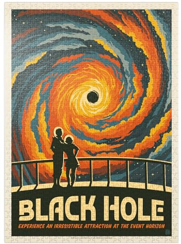 Black Hole: Eine unwiderstehliche Attraktion, Vintage-Poster – Premium 1000 Teile Puzzle für Erwachsene
