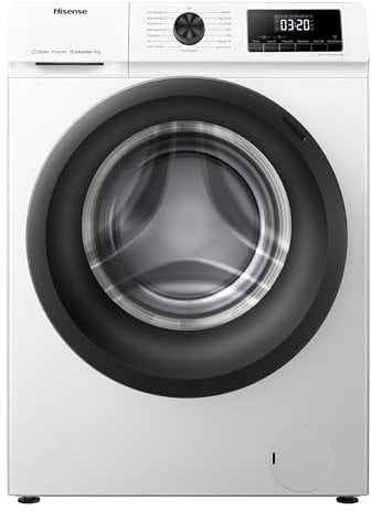 Hisense WFQE8014EVJM Lavadora 8 Kg, 1400 rpm, 15 Programas Automáticos, Vapor, Motor Inverter, Clase Eficiencia Lavado A, Pantalla LED, Programa Rápido, PureJet, Blanco