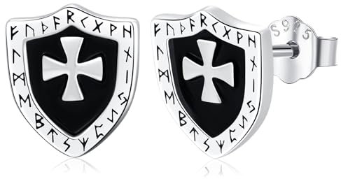 Ohrstecker Silber 925 Herren Wikinger Ohrstecker Wikinger Herren Damen Wikinger Rune Ohrstecker Schwarze Wikinger Ohrringe für Männer Herren Damen