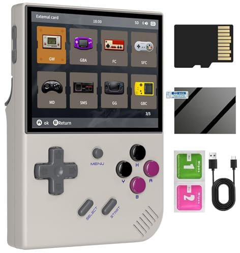 RG35XX Plus Retro Handheld Game Console ,3.5 Inch IPS Screen Linux System Built-in 64G TF Card 5515 Games Support TV Output 5G WIFI Bluetooth 4.2 (Gray)