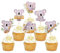 24 Stück Koala Cupcake Toppers Happy Birthday Cake Decor für Kinder Wild Jungle Animal Theme Birthday Party Supplies Feiern Party Events Baby Shower