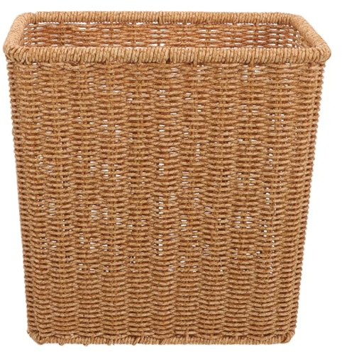 Ciieeo Poubelle Fine en Plastique Kaki pour Espaces Étroits, Style Nordique | Panier Tressé de Rangement, Léger et Polyvalent, Usage la Cuisine et Chambre