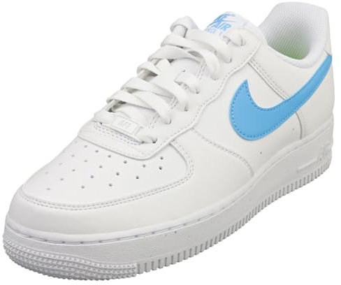 NIKE Air Force 1 07 SE für Damen, Farbe: Weiß, Größe 38, Weiß, Weiß, Volt-Blau, Universitätsblau, 37.5 EU