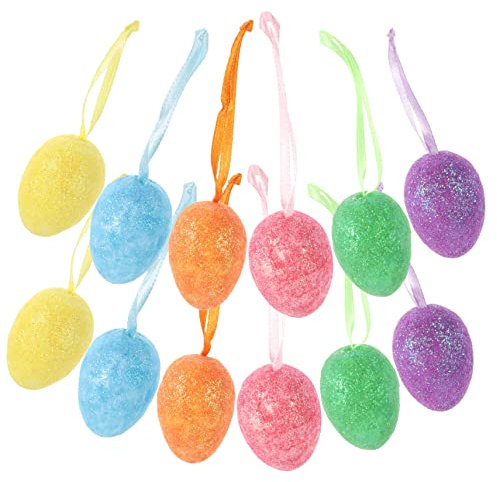 WOFASHPURET 12stücke Teiliges Glitzernde Ostereier Zum Aufhängen Bunte Dekoration Für Ostern Wiederverwendbare Für Haus Party Für Fröhliche Festlichkeiten