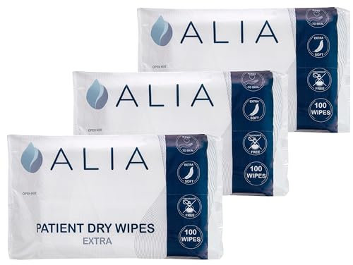 3 x ALIA Soft Patient Dry Wipes Large Extra | 32 x 25 cm | Ideal for Sensitive Fragile Skin | 3 Packs of 100