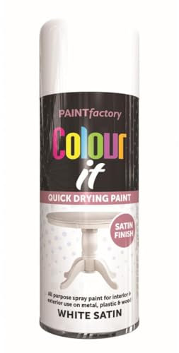 Inspired Essentials All Purpose Aerosol Spray Paint 400ml Quick Drying Spray, Fast Dry and Excellent Coverage for Metal, Wood, Plastic and More (White Satin)