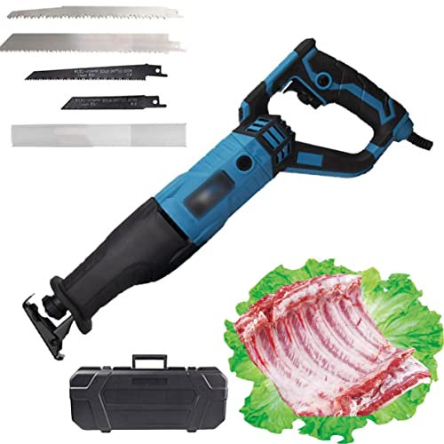 Sierra de Hueso eléctrico inalámbrico 1300W - Cuchilla de Acero Inoxidable, Sierra de carnicería Multifuncional para Pescado de Carne de Cerdo de Carne congelada, Sierras recíprocas