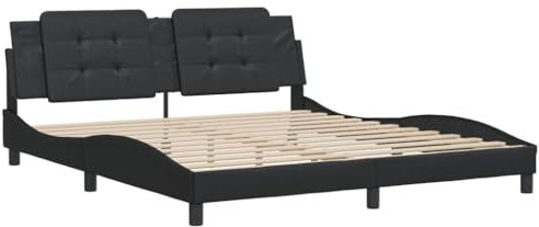 vidaXL Bettgestell, Bett ohne Matratze Zadar, Doppelbett für Schlafzimmer, Bettrahmen mit Lattenrost, Schwarz 180x200cm Kunstleder