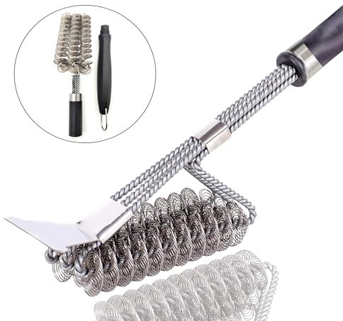 Smoke and Sizzle Grillbürste und Schaber, borstenfrei, sichere, robuste Grillbürste für alle Grillarten, 45,7 cm (18 Zoll), Edelstahl-Reinigungsbürste – Bürste für Raucher/Weber-Gas/Holzkohlegrills